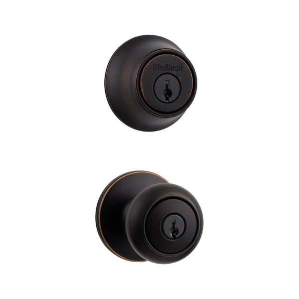 Kwikset 690 Cove Entry Knob and Single Cylinder Deadbolt Combo Pack in Venetian Bronze