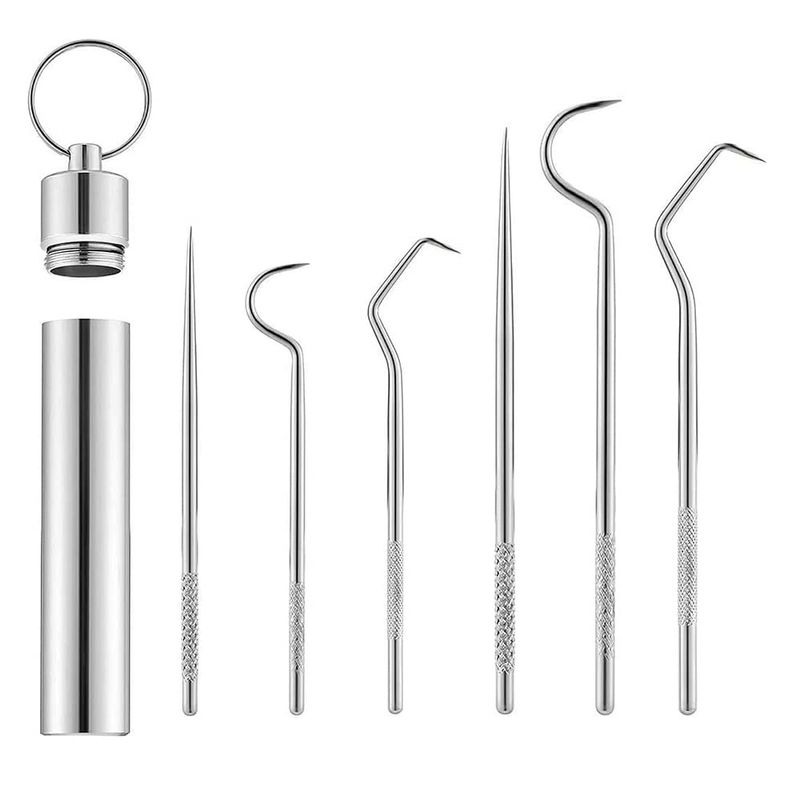 6 Piece Set Stainless Steel Metal Toothpicks 304 Stainless Steel ...