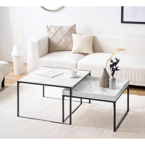 Planche Nest Table Table Side Table Coffee Table Low Table Center Table Living Table Storage Table Square Table Set Marble White
