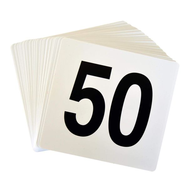 Argon Tableware 50x White Table Numbers - Wedding Place Card Sign Display Set, Acrylic Party Centrepiece Decoration