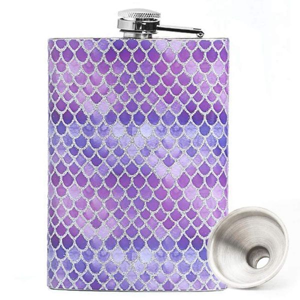 Mermaid 8oz Hip Stainless Steel Flask Whith flasks for Liquor for Women,Whiskey Flask for Women,Great Gift Idea Flask (Purple)