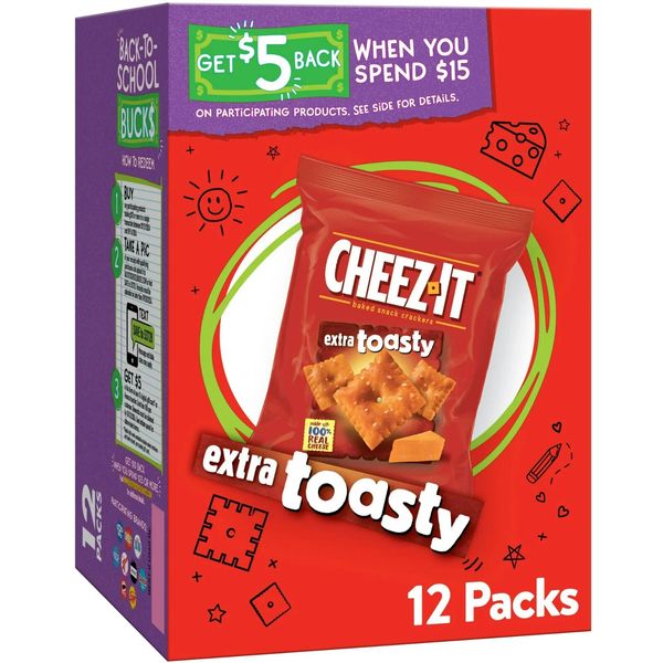 Cheez It Extra Toasty Cheese Crackers  Baked Pantry Snack 12 Packs