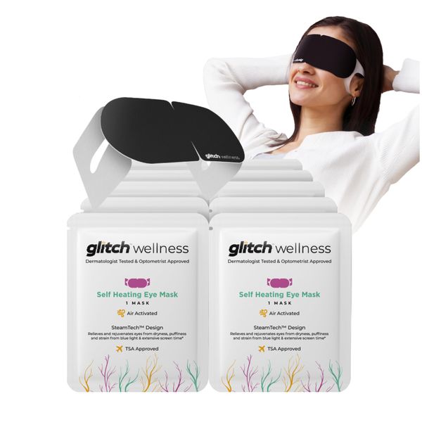 Glitch Steamtech Self Heated Eye Mask for Dry Eyes - Eye Doctor Approved Heated Eye Masks -Warm Compress for Fatigue & Dryness – Perfect Puffy Eyes & Dry Eye Relief, Disposable, Spa Experience (10)