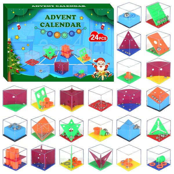 Advent Calendar 2024, Christmas Fidget Toys Advent Calendars Party Favors Kids 4-8 8-12 Brain Teaser Puzzles Box Cubes Stress Relief Xmas Gifts for Teens Boys Girls Adults Birthday Stocking Stuffers