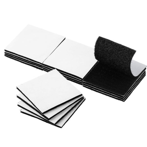 BRAVESHINE Pack of 24 Industrial Velcro Tape, Self-Adhesive, Extra Strong, Glue Instead of Drilling, Strong Velcro Fastening, Double-Sided Adhesive, Harmless for Walls, Doors, Metals (60 x 60 mm)