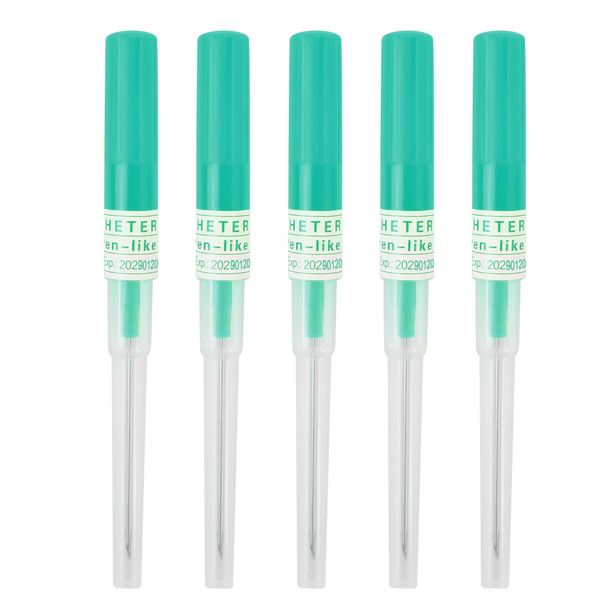 Aomhrek 5 Pezzi Ago Cannula Piercing, Aghi Piercing con Copertura per Tubi, Ago Cannula per Orecchie, Naso e Labbra (18G/1.0mm)