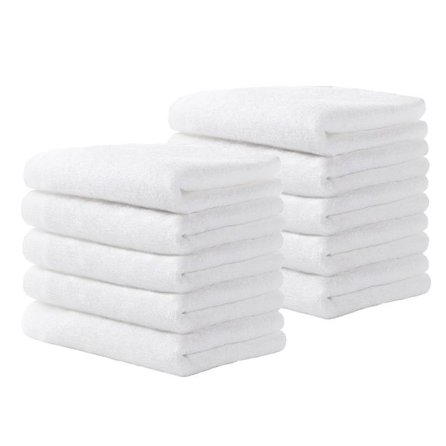 Yoofoss Luxury Bamboo Washcloths Towel Set 10 Pack Baby Wash Cloth for Bathroom-Hotel-Spa-Kitchen Multi-Purpose Fingertip Towels and Face Cloths 10'' x 10'' - White