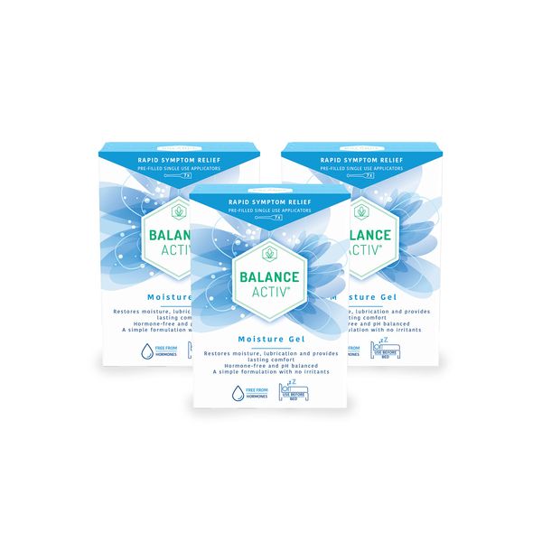 Balance Activ Vaginal Moisturiser | Menopause Moisture Gel | Long-Lasting, Fast Relief from Vaginal Dryness and Discomfort | Vaginal Dryness Treatment | 7 Easy to Use Gel Applicators | 3 Pack