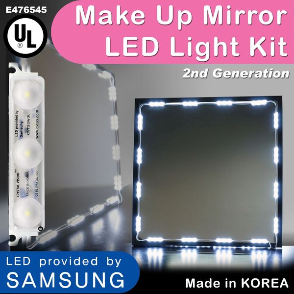 Hollywood Lighted Makeup Mirror LED light kit with Dimmer, LED Vanity light 12ft