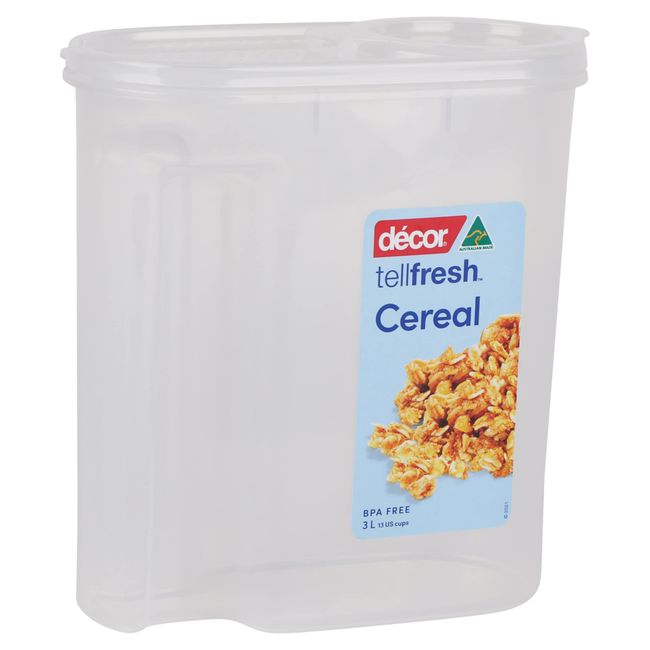 Décor Tellfresh Cereal Storage Dispenser | Large Airtight Container | Practical & Stackable Design | 3L