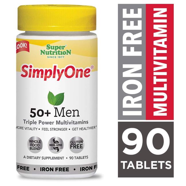 SuperNutrition, SimplyOne Multi-Vitamin for Men 50+, Iron-Free, High-Potency, One/Day Tablets, 90 Day Supply