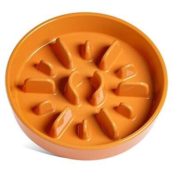 Dog Bowls Slow Feeder Ceramic, 3 Cups Dog Feeder Dog Food L-3 Cups Sun Orange