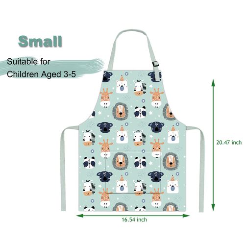 Pipoobear Kids Apron Adjustable Strap for Boys and Girls 100% Cotton, Blue Toddler Chef Apron with Pocket for Kitchen Cooking Baking Painting and Craft(S, 3-5 Year-Old)