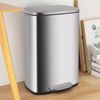 13 Gallon/50 Liter Trash Can with Lid Step, Fingerprint-Proof Kitchen Trash Bin
