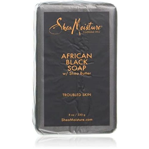 Shea moisture Organic African Black Soap Bar with Shea Butter, 8oz (2 Pack)