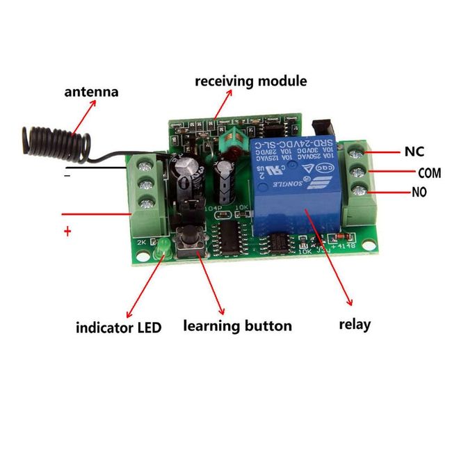 AC/DC 12V 24V 2CH RF Relay Wireless Remote Control Light Switch