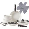 17Pcs Pots and Pans Set Non Stick, Ceramic Cookware Sets with Detachable Handle,