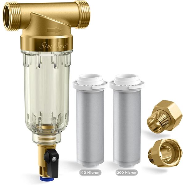SimPure Reusable Whole House Spin Down Water Filter Sediment Pre-Filter System