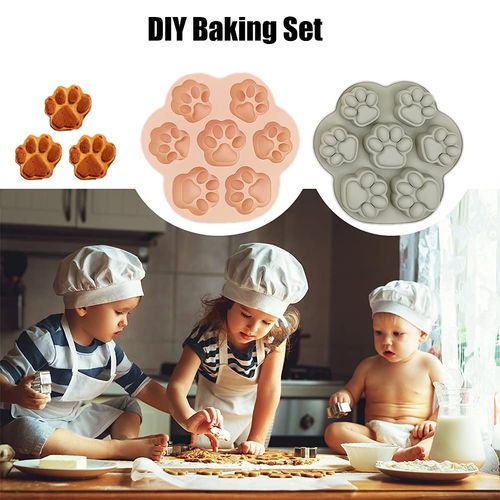 2 Pcs Silicone Puppy Paw Molds, Silicone Pet Dog Cat Paw Mold Ice Cube Chocolate Soap Tray for Chocolate, Candy, Jelly, Biscuits, Oven Microwave Dishwasher Refrigerator