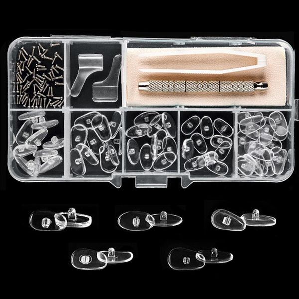 Spectacle Repair Kit,Eyeglass Repair Kit 35 Pairs Glasses Nose Pads,50 Pcs Screws,Anti Slip Glasses Grips, Screwdriver Tweezers Cleaning Cloth,for Most Eyeglasses(Clear)