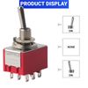 5Pcs 2 Position Toggle Switch 3PDT 9 Pin 6mm ON/ON Switch 2A/250VAC 5A/125VAC