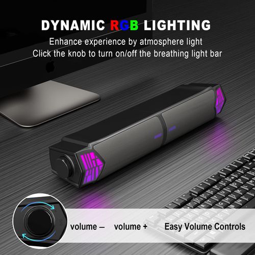 Smalody 2 in 1 PC Speaker, Bluetooth 5.3 Gaming Speaker with LED Light, USB Connection, Plug & Play, Compatible with Computers, Laptops, Game Consoles, and More (Separable) (Casual)