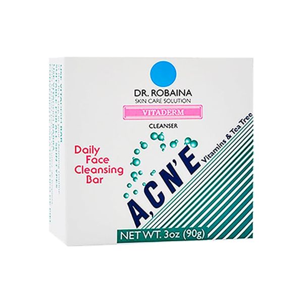 Dr. Robaina Daily Face Cleansing Bar – Soap for Acne-Prone Skin with Aloe Vera & Vitamins, 90g