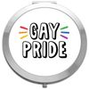 Gay pride (colour splash style) LGBT pride statement compact pocket mirror - silver round circle shape