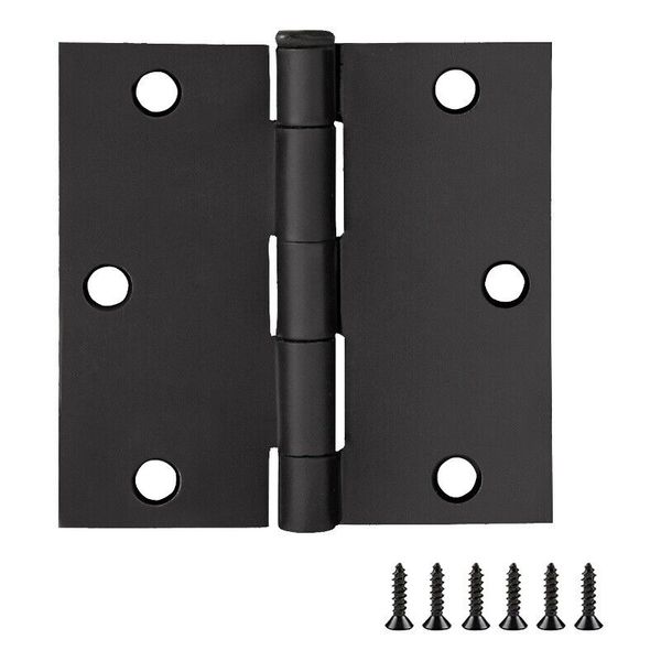 Design House Steel Door Hinge in Matte Black 3.5-in. Square Corner  9-Pack