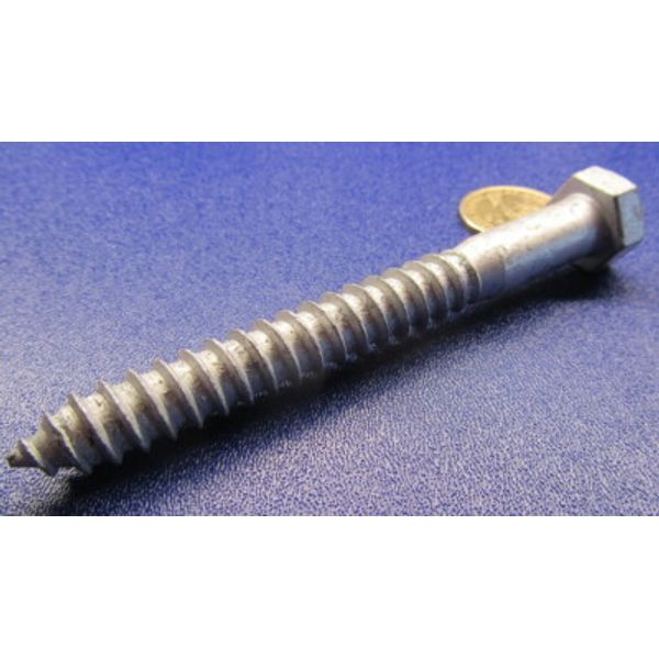 Galvanized Hex Head Lag Screw  1/2 Threads x 4.50" Length, 10 pcs