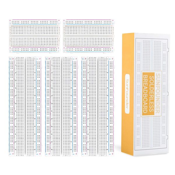 SUNFOUNDER 5PCS Breadboards Kit 3PCS 830 Punkt 2PCS 400 Punkt Solderless Breadboard Kompatibel with Arduino Proto Shield Distribution Connecting Blocks