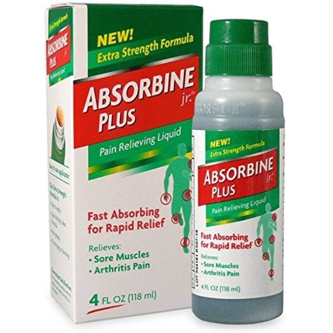 Absorbine Jr Plus Pain Relieving Liquid - New Extra Strength Formula - 4 fl oz