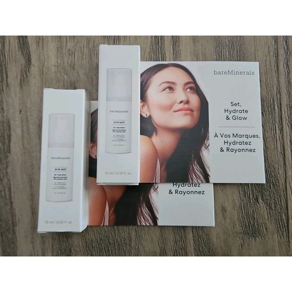 2X bareMinerals Mini Dew Mist Samples 0.33 oz each New