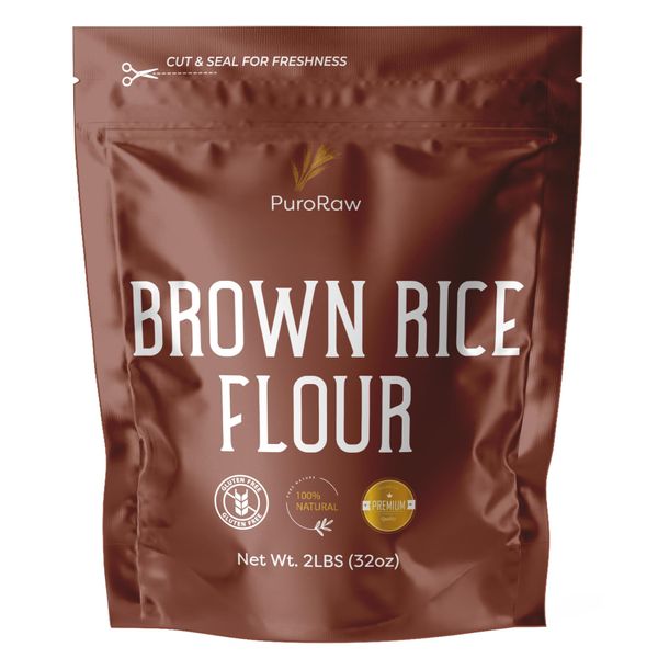 Brown Rice Flour, 2lb, Premium Brown Rice Flour Gluten Free, Rice Flour for Baking, Fine Brown Rice Flour Bulk, Superfine Rice Flour Tortillas,Natural, Non-GMO, Batch Tested, 2 Pound, From Canada.