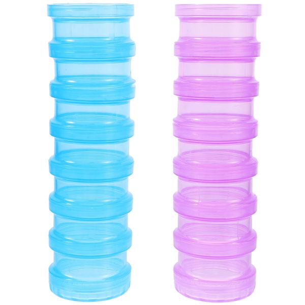 Milisten Weekly Pill Containers Stackable Vitamins Supplements Medications Holder Organizer Cosmetic Containers with Lids 2 PCS