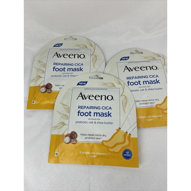 (3) Aveeno Repairing CICA Foot Mask with Prebiotic Oat and Shea Butter 1 Pair