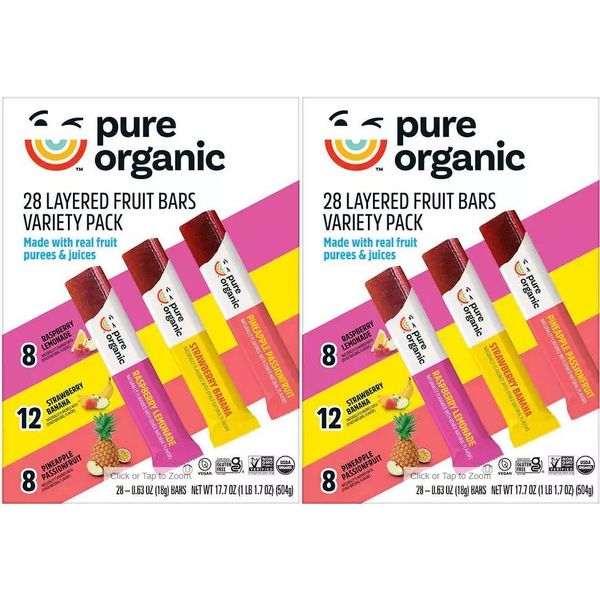2 PACK - Pure Organic Layered Fruit Bars Variety Pack 28 count