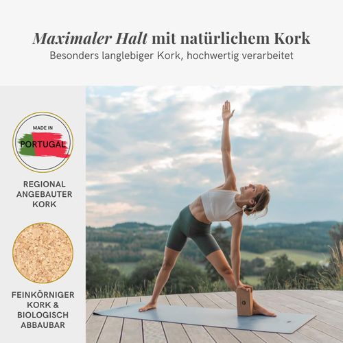 Lotuscrafts® Yoga Block Cork Set of 2 or Single, Cork Block in 2 Sizes, Made in Portugal, 100% Natural Yoga Blocks Made of Cork, Yoga Accessories for Beginners and Advanced Users (Small, Double Pack)