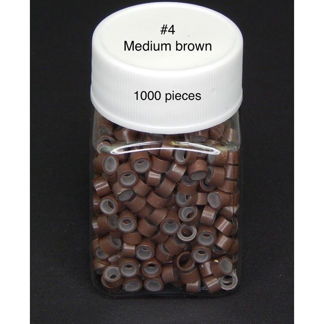 1000 Silicone Micro Link Rings 5mm Lined Beads for Hair Extensions Tool M-Brown