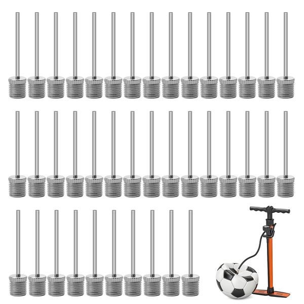 AMONENZ 40 Stücke Luftpumpe Nadeln, Edelstahlnadel für Ballpumpe, Amerikanische Ballpumpennadel, Nadellänge 3cm, Befestigungsloch 7,5mm, weit verbreitet als Pumpballnadelersatz