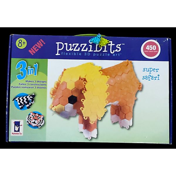 NEW Puzzibits Flexible 3D Puzzle Art Super Safari 450 Pieces Manhattan Toy 2007