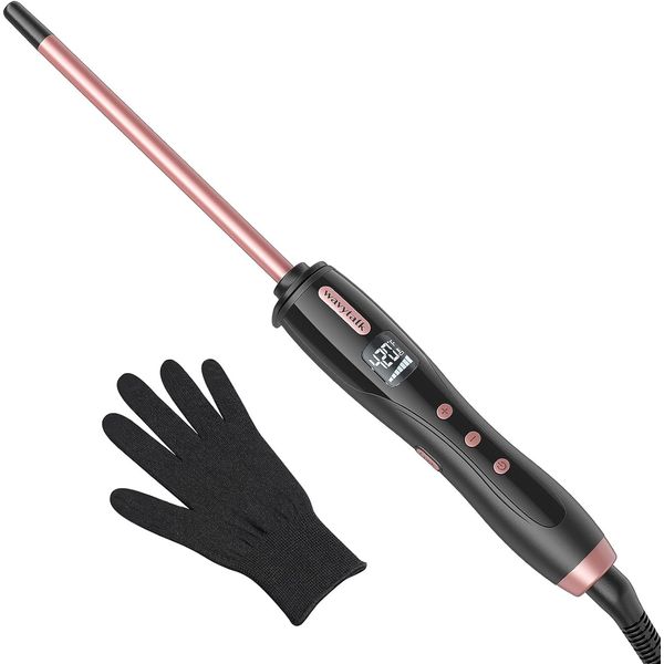 Wavytalk 3/8 Inch Small Curling Iron Wand for Short & Long Hair, Ceramic Small