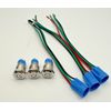 3 x 12MM Momentary Push Button Switch 12V w/ RED LED Pre-Wired Connector