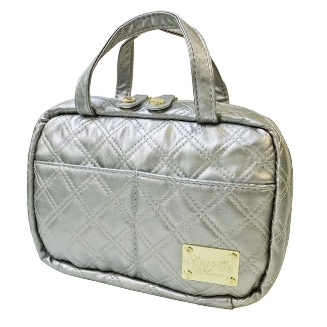 At First AF8338 Makeup Pouch, Cosmetic Bag, Brush Holder, Clarte, Shiny Gray