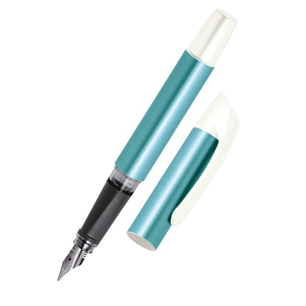 Online Calligraphy fountain pen/Best writer - Campus Turquoise - iridium nib size 0,8 mm, ergonomic soft grip, for standard ink cartridges, refillable, ideal for beginners/pupils/students, 61316/3D