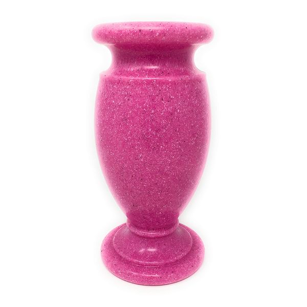 Memorial Cemetery Flower Vase, Simulated Pink Granite, Plastic