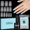 TOMICCA Nail Extension Kit, Nail Tips and Glue Gel Kit, 4 In 1 Nail Glue and Base Gel with 150Pcs Coffin Nails DIY Nail Art Acrylic Nail Kit Easy Nail Extension Set, Gifts for Women Girls