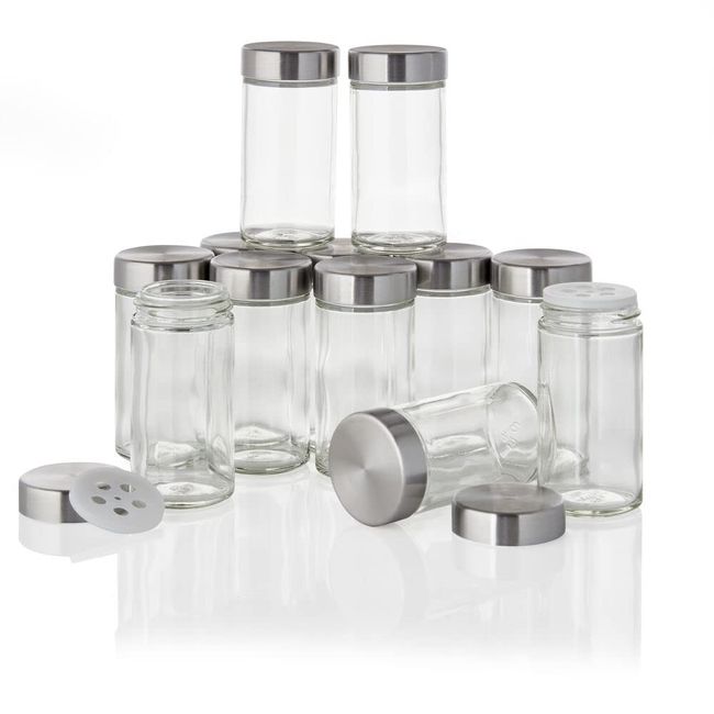 Kamenstein Empty Jars With Black Cap, Set Of 12, 3-Ounce