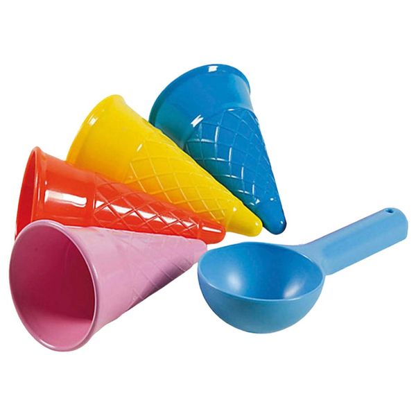 TOYANDONA 5pcs Beach Toys Plastic Ice Cream Cones Scoop Kids Seaside Play Sand Toys for Children Toddlers (Random Color)