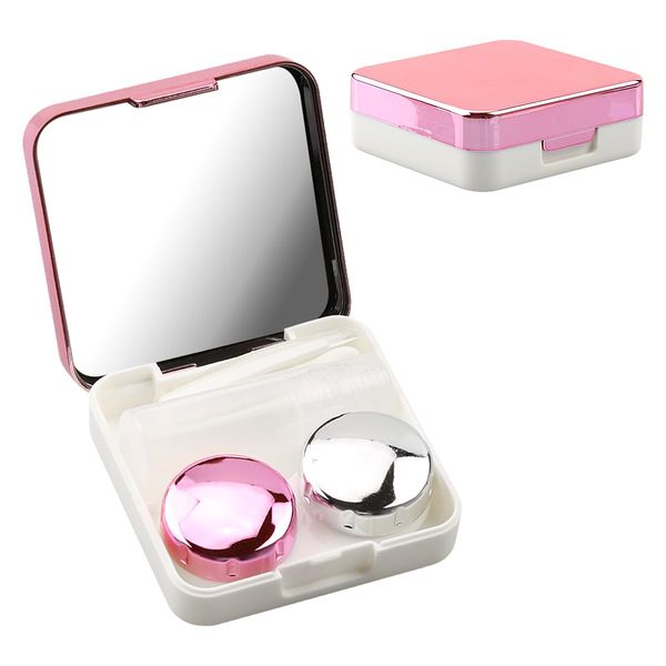 Jagowa Contact Lens Cases Travel Contact Lens Soaking Storage Case with Mirror Mini Simple Portable Glasses Holder (Rose Red)